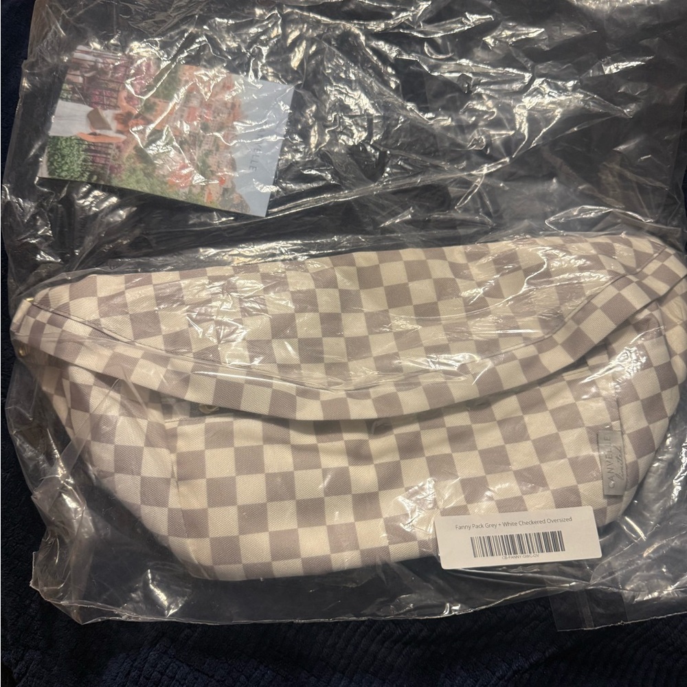 Canvelle Grey & White Checkered Fanny Pack Oversized Made in the USA